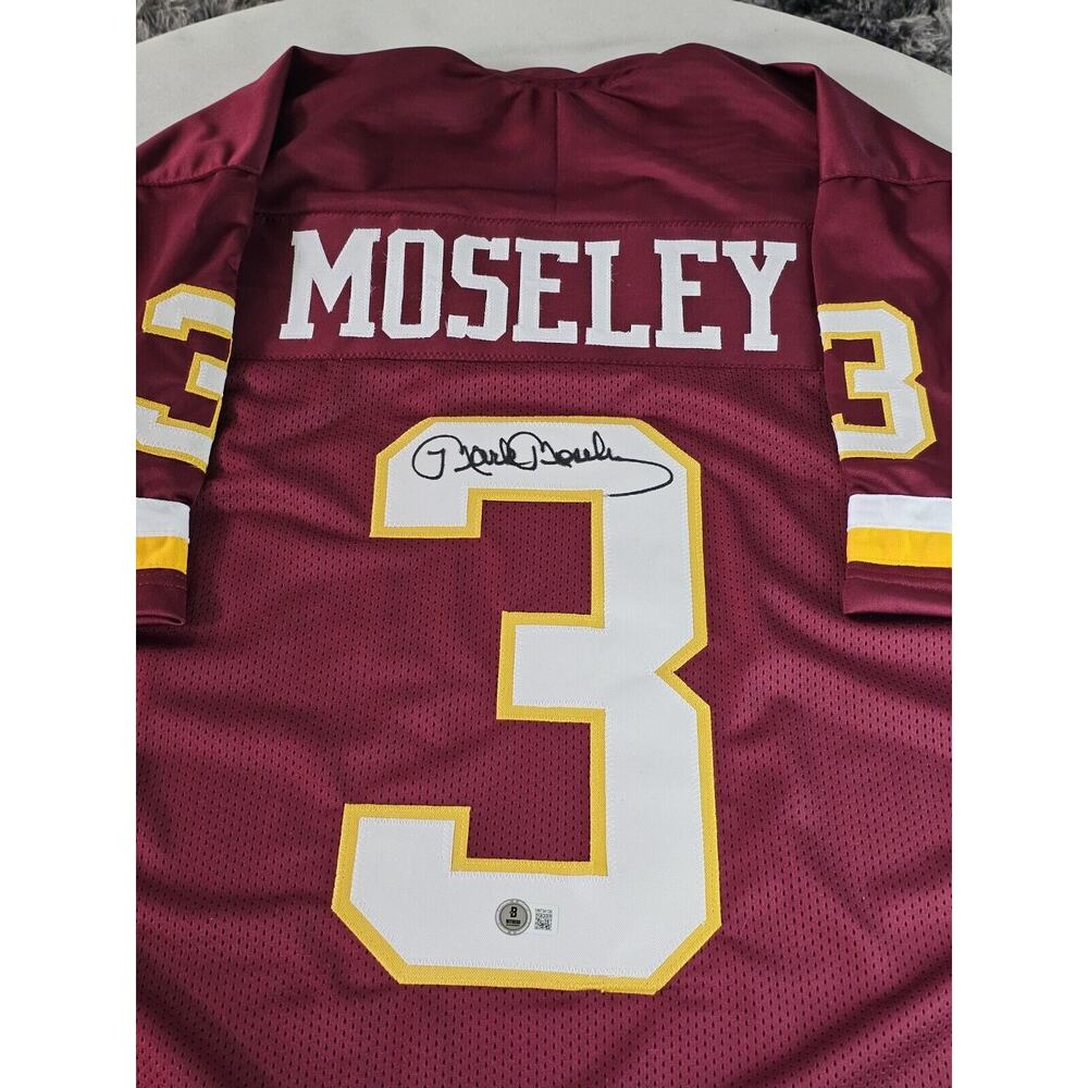 Mark Moseley Autographed/Signed Jersey Beckett Sticker Red Custom Jersey